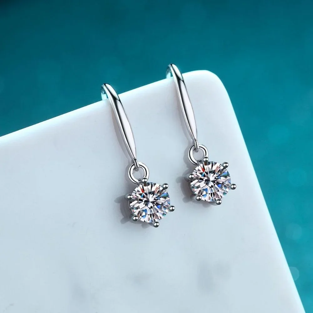 Certified 2ct. t.w. Moissanite Diamond Drop Earrings NEW